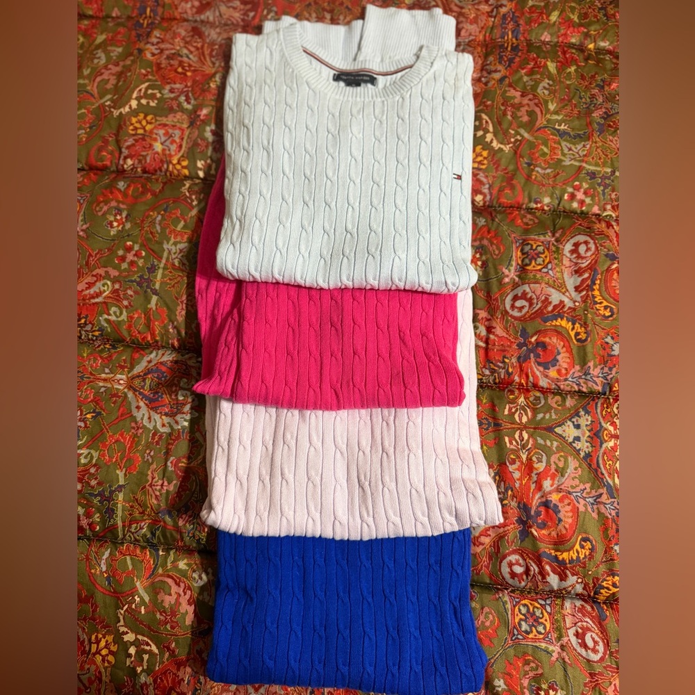 Tommy Hilfiger Women's Cable Knit Sweater Lt Blue, Pink, Light Pink, Royal Blue
